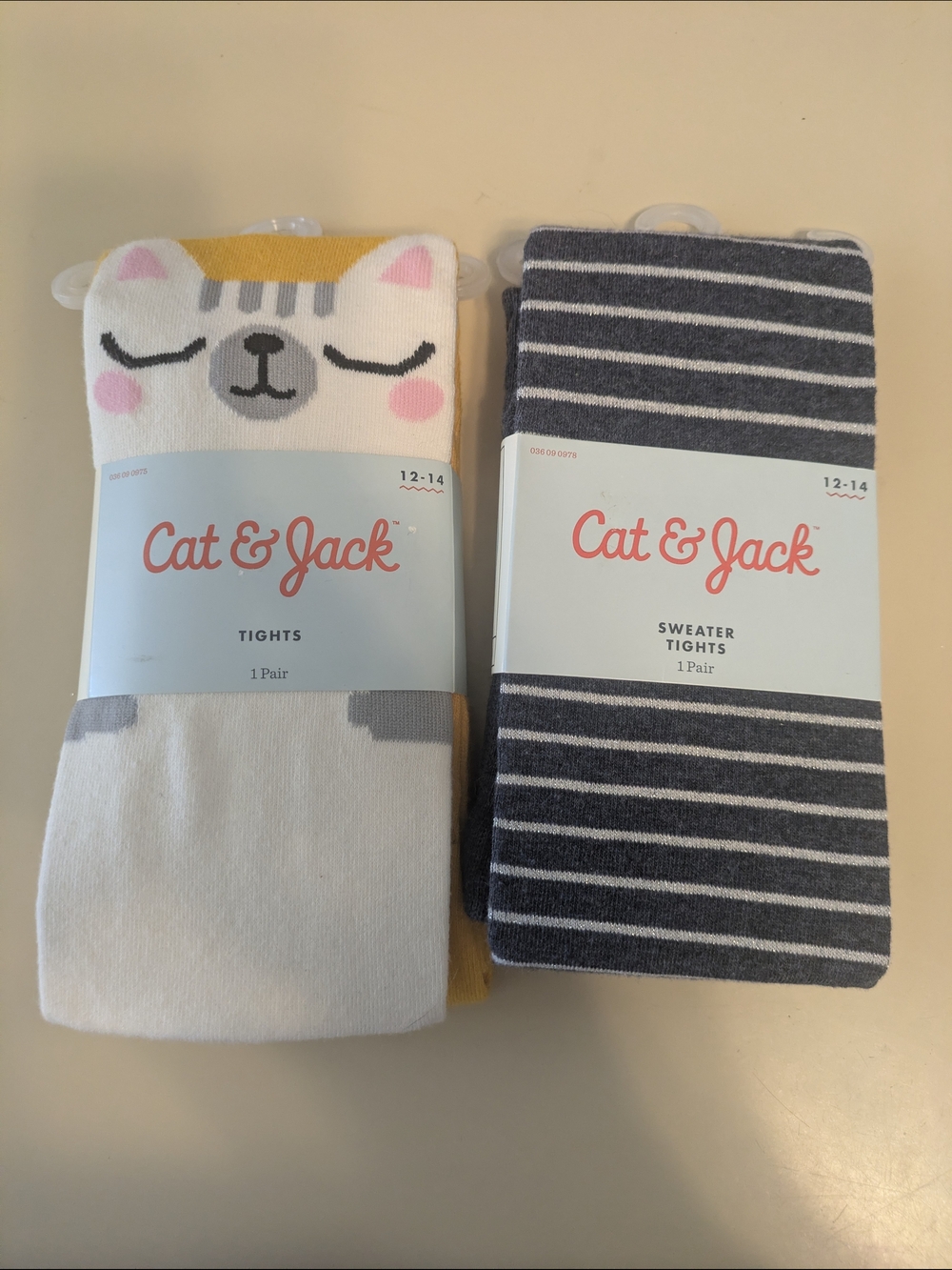 Girls 12-14 Cat & Jack Cat Face & Navy Sparkle Stripe Sweater Footed Tights New